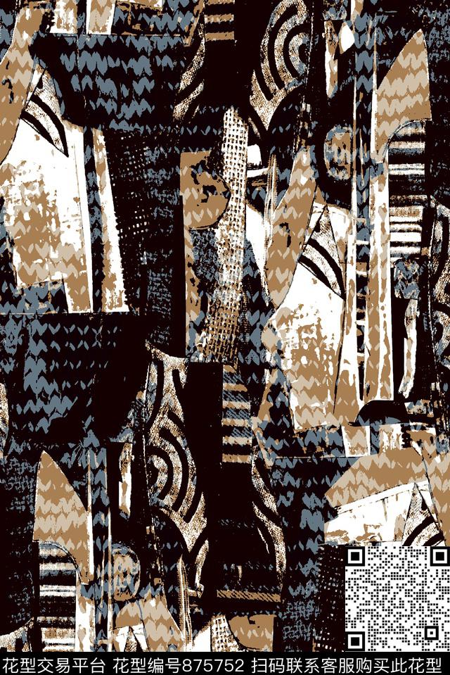 抽象纹理几何复古传统印花华亿平台下载（图片编号: 875752） - 瓦栏（Walan）