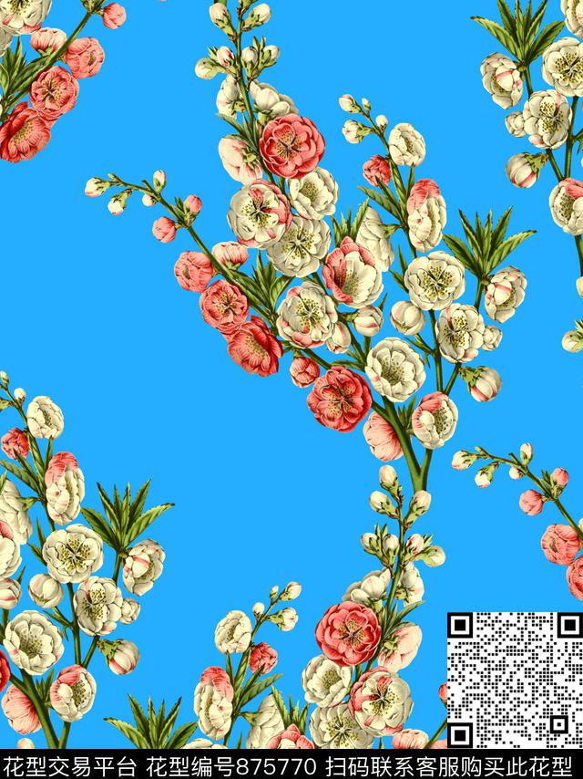大花小碎花乱花数码印花华亿平台下载（图片编号: 875770） - 瓦栏（Walan）