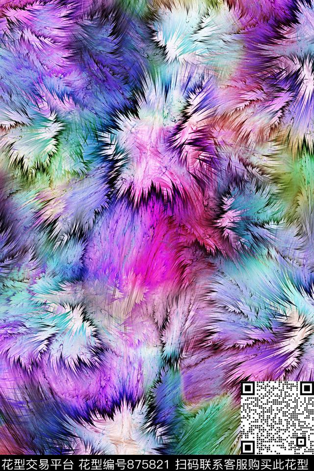 炫彩羽毛肌理数码印花华亿平台下载（图片编号: 875821） - 瓦栏（Walan）