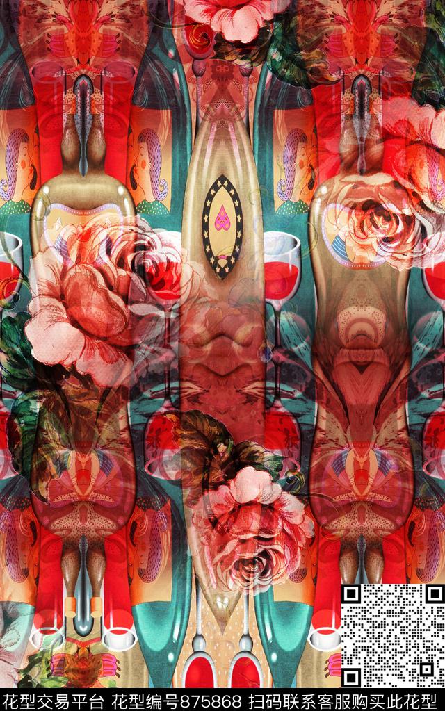 中国风民族风波西米亚数码印花华亿平台下载（图片编号: 875868） - 瓦栏（Walan）