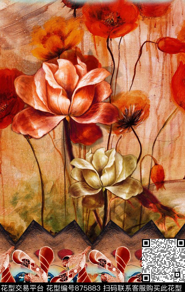 中国风民族风波西米亚数码印花华亿平台下载（图片编号: 875883） - 瓦栏（Walan）