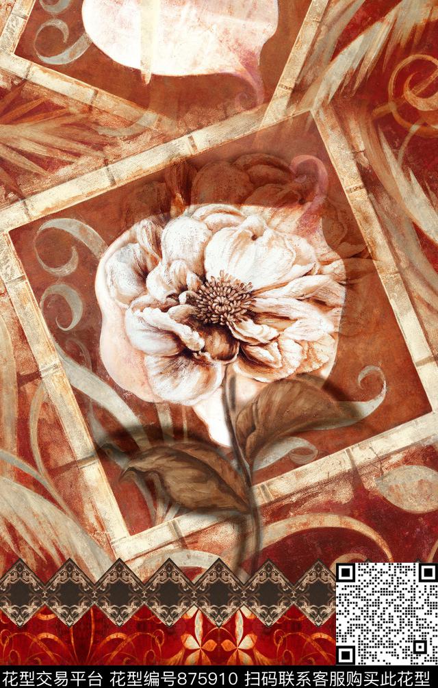 中国风民族风波西米亚数码印花华亿平台下载（图片编号: 875910） - 瓦栏（Walan）