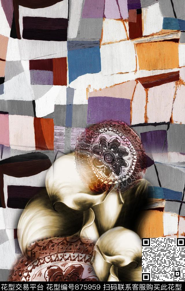 中国风民族风波西米亚数码印花华亿平台下载（图片编号: 875959） - 瓦栏（Walan）