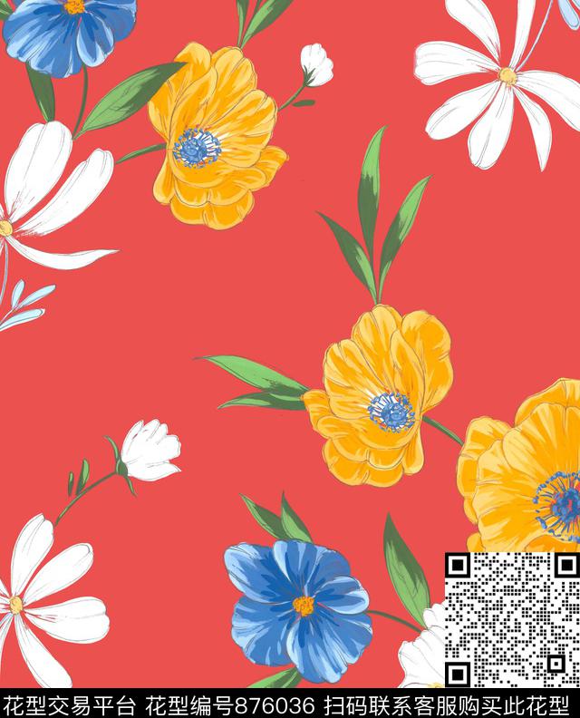 小碎花花朵花卉传统印花华亿平台下载（图片编号: 876036） - 瓦栏（Walan）