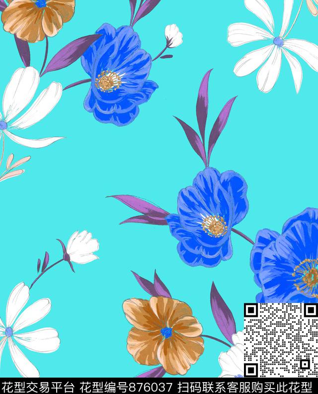 小碎花花朵花卉传统印花华亿平台下载（图片编号: 876037） - 瓦栏（Walan）