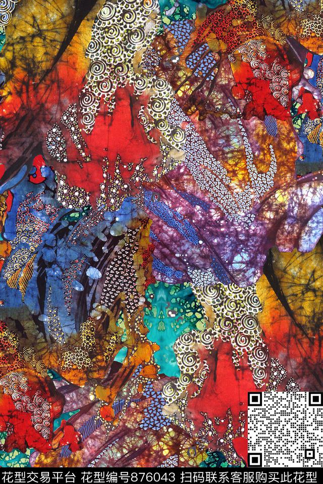 抽象油画肌理数码印花华亿平台下载（图片编号: 876043） - 瓦栏（Walan）