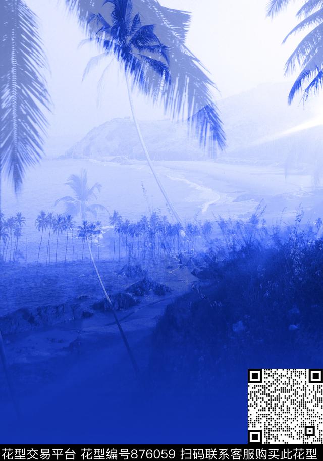 山川椰树大海数码印花华亿平台下载（图片编号: 876059） - 瓦栏（Walan）