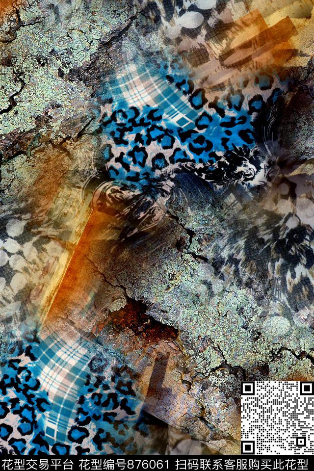 抽象几何格子数码印花华亿平台下载（图片编号: 876061） - 瓦栏（Walan）