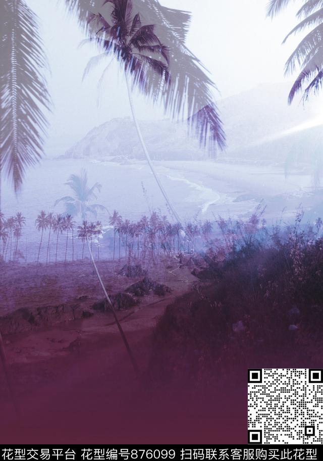 山川椰树大海数码印花华亿平台下载（图片编号: 876099） - 瓦栏（Walan）