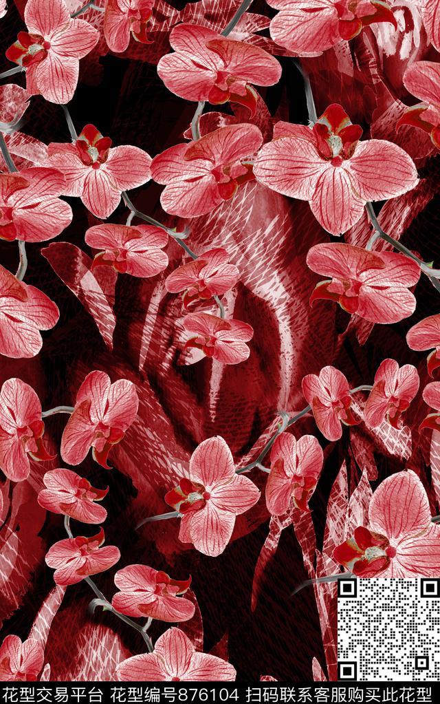 水彩手绘花朵数码印花华亿平台下载（图片编号: 876104） - 瓦栏（Walan）