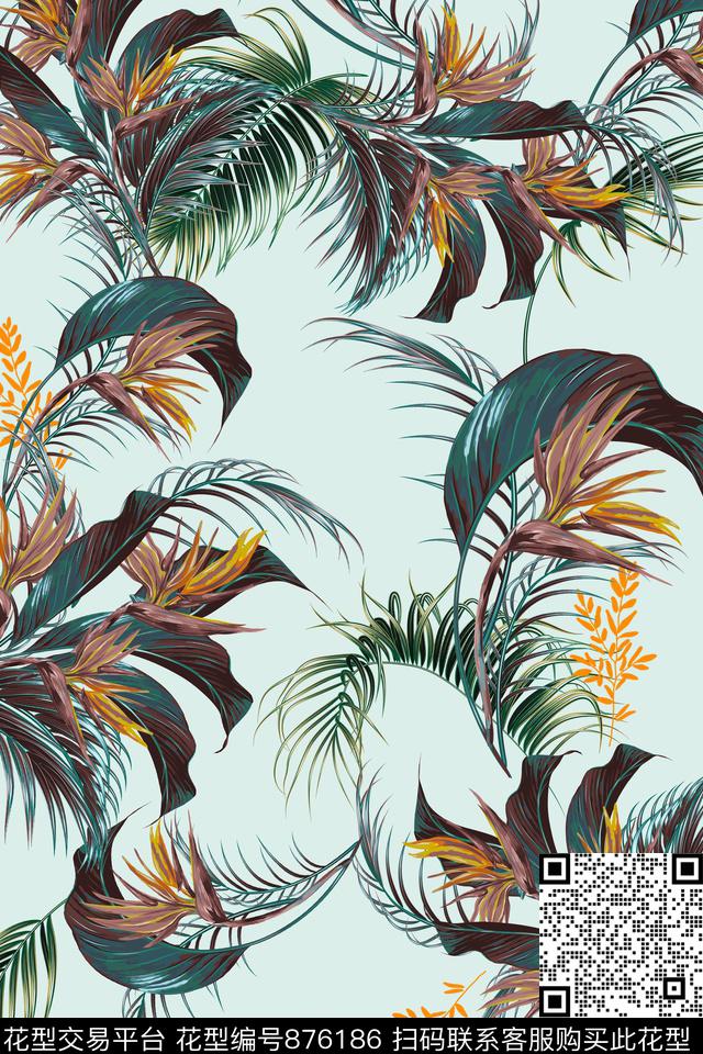 时尚面料花手绘花卉数码印花华亿平台下载（图片编号: 876186） - 瓦栏（Walan）