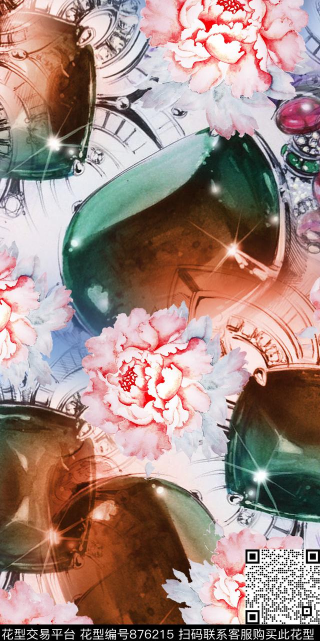 水彩花朵数码数码印花华亿平台下载（图片编号: 876215） - 瓦栏（Walan）