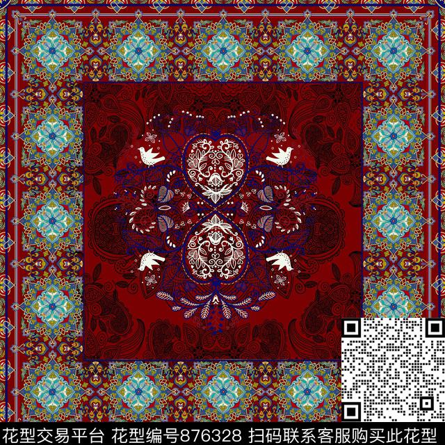 民族风几何纹样数码印花华亿平台下载（图片编号: 876328） - 瓦栏（Walan）