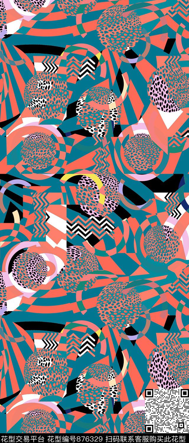 几何抽象动物纹数码印花华亿平台下载（图片编号: 876329） - 瓦栏（Walan）