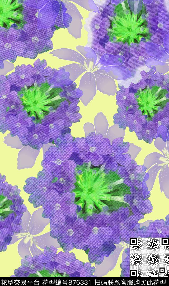 花朵色彩花卉传统印花华亿平台下载（图片编号: 876331） - 瓦栏（Walan）