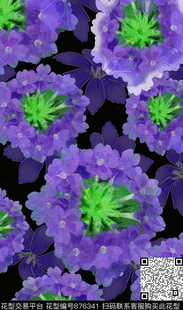 花朵色彩花卉传统印花华亿平台下载（图片编号: 876341） - 瓦栏（Walan）