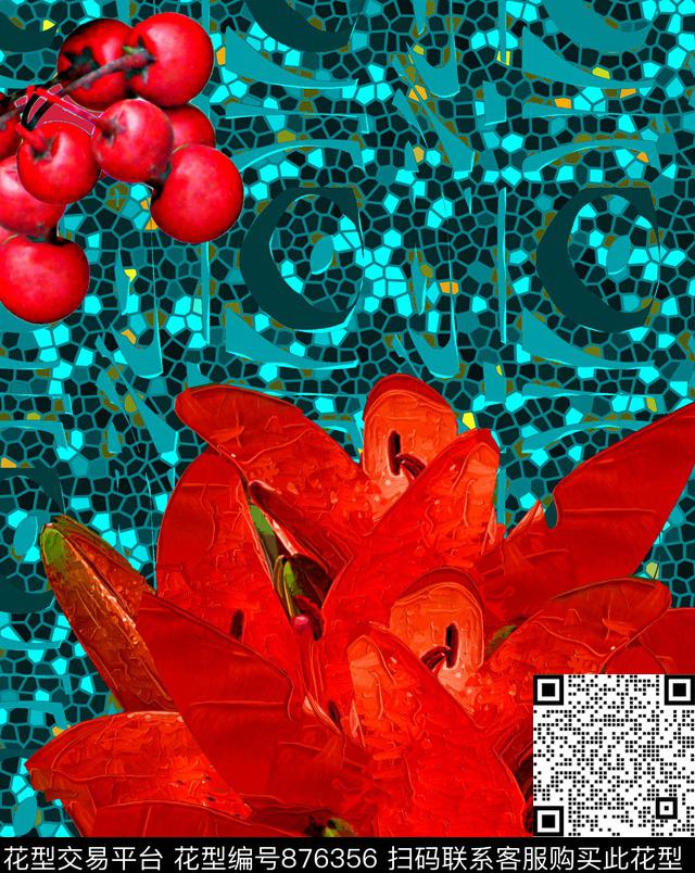 抽象花卉色彩传统印花华亿平台下载（图片编号: 876356） - 瓦栏（Walan）