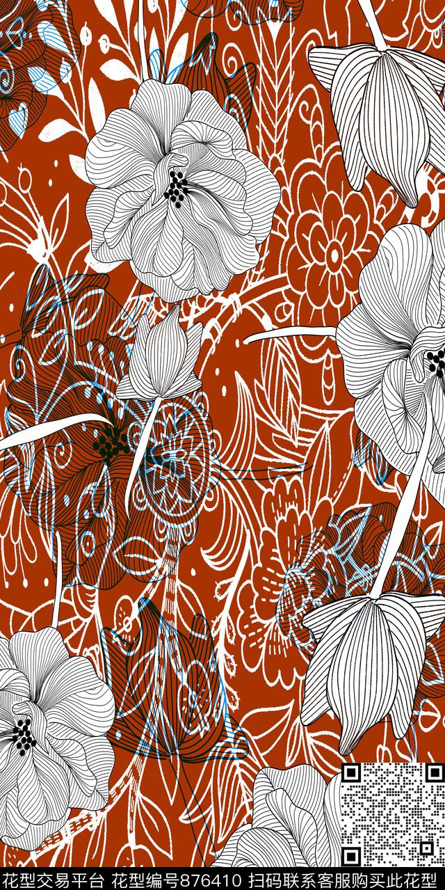 几何黑白花纹数码印花华亿平台下载（图片编号: 876410） - 瓦栏（Walan）