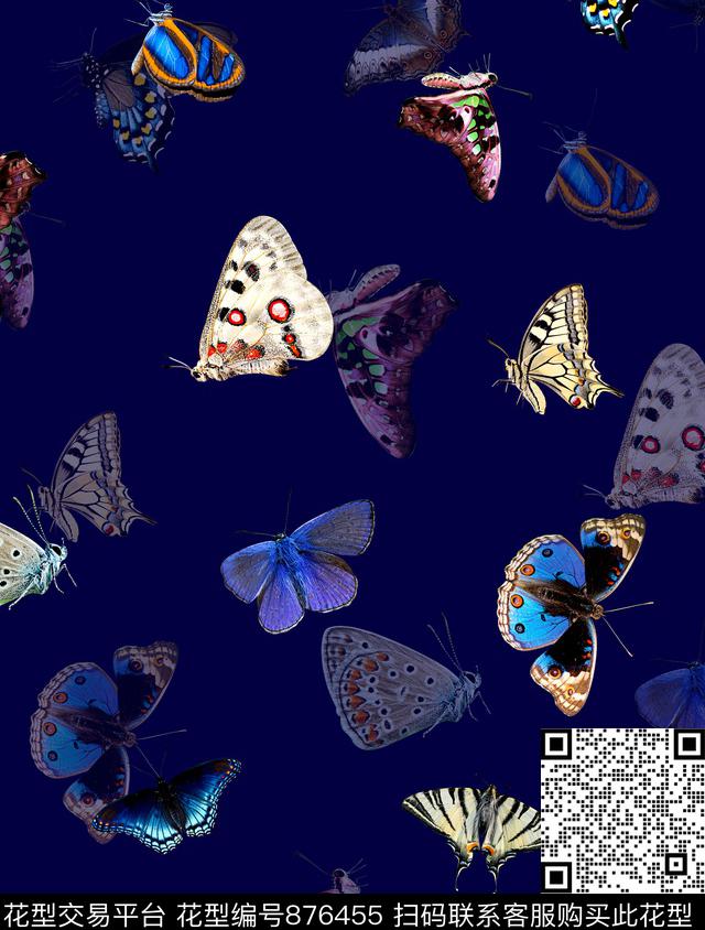 动物蝴蝶简单大气华亿平台数码印花华亿平台下载（图片编号: 876455） - 瓦栏（Walan）