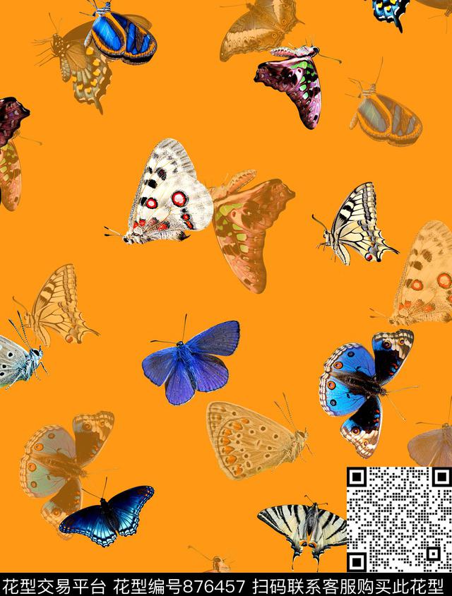 动物蝴蝶简单大气华亿平台数码印花华亿平台下载（图片编号: 876457） - 瓦栏（Walan）
