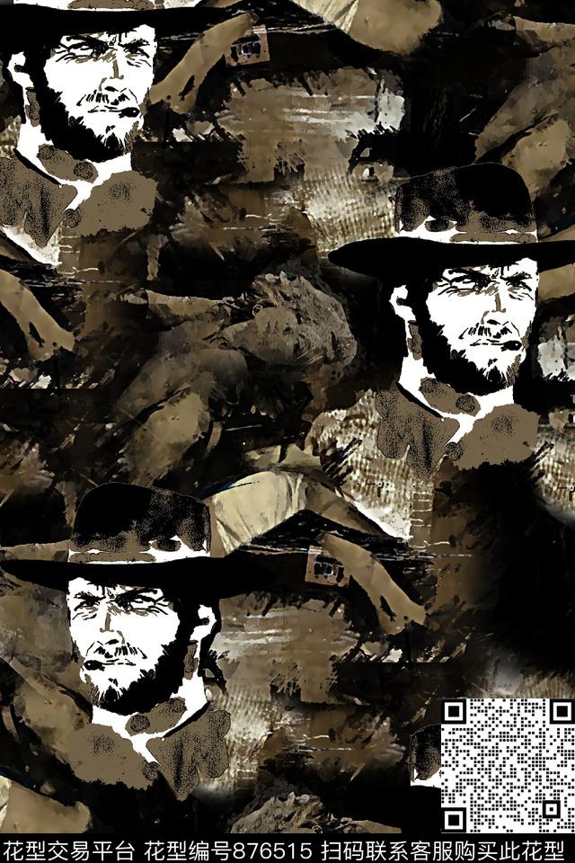 抽象纹理人物像复古纹理传统印花华亿平台下载（图片编号: 876515） - 瓦栏（Walan）