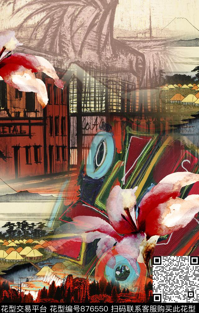 波西米亚民族风中国风数码印花华亿平台下载（图片编号: 876550） - 瓦栏（Walan）