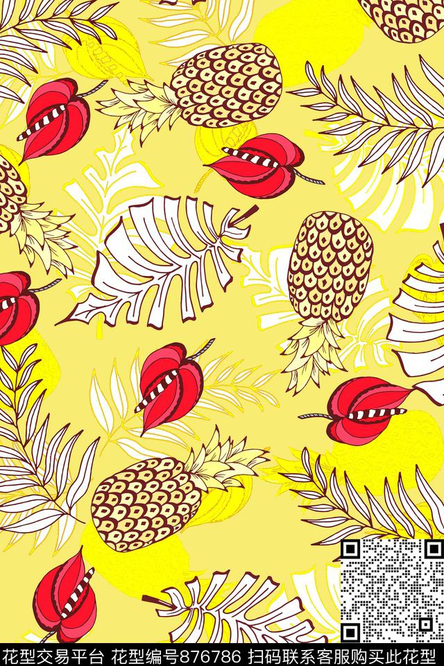 钉状长叶潮流大气趣味时尚传统印花华亿平台下载（图片编号: 876786） - 瓦栏（Walan）