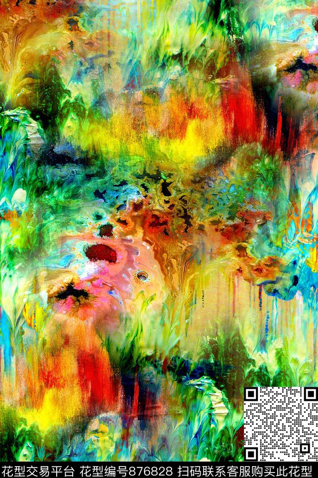 抽象几何炫彩数码印花华亿平台下载（图片编号: 876828） - 瓦栏（Walan）