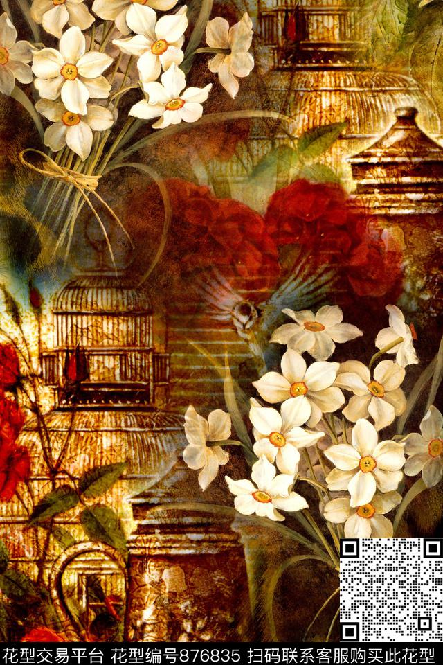 抽象几何油画数码印花华亿平台下载（图片编号: 876835） - 瓦栏（Walan）