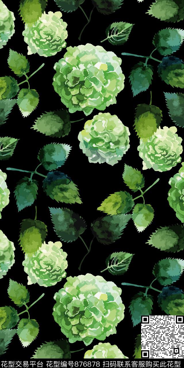 花朵民族风花卉数码印花华亿平台下载（图片编号: 876878） - 瓦栏（Walan）