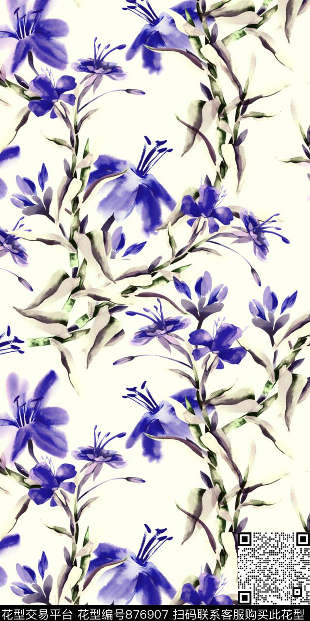 花卉花朵民族风数码印花华亿平台下载（图片编号: 876907） - 瓦栏（Walan）