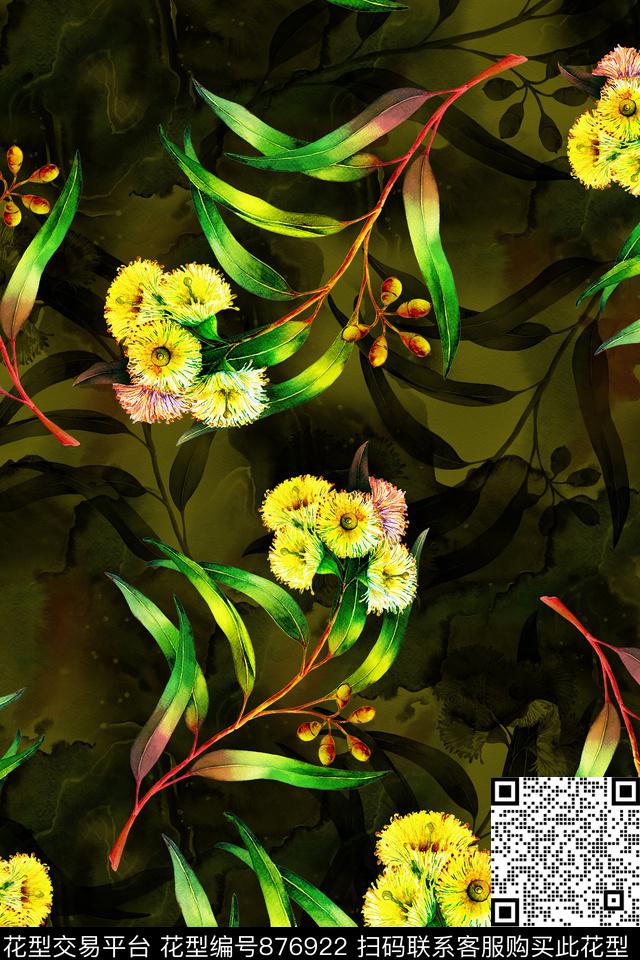 大花花朵花卉数码印花华亿平台下载（图片编号: 876922） - 瓦栏（Walan）