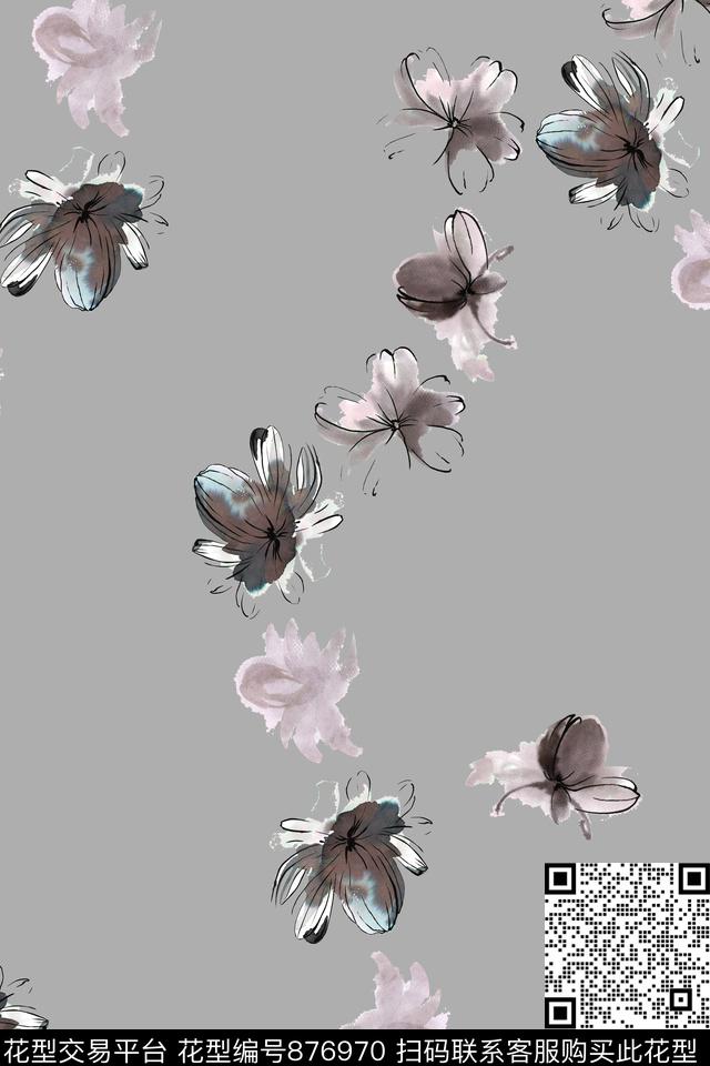 手绘国画淡雅传统印花华亿平台下载（图片编号: 876970） - 瓦栏（Walan）