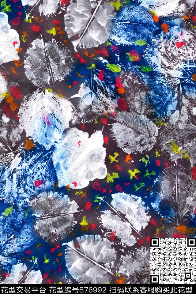 油画抽象肌理数码印花华亿平台下载（图片编号: 876992） - 瓦栏（Walan）