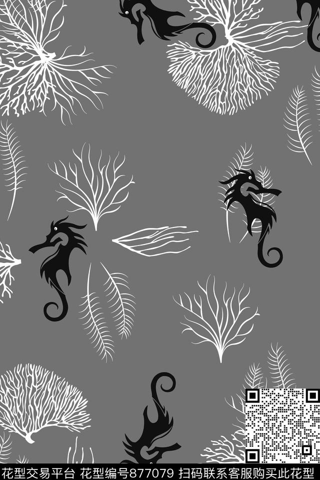 海马珊瑚男装衬衫数码印花华亿平台下载（图片编号: 877079） - 瓦栏（Walan）