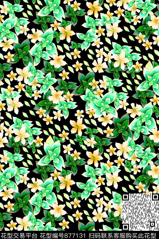 花卉小碎花炫彩数码印花华亿平台下载（图片编号: 877131） - 瓦栏（Walan）