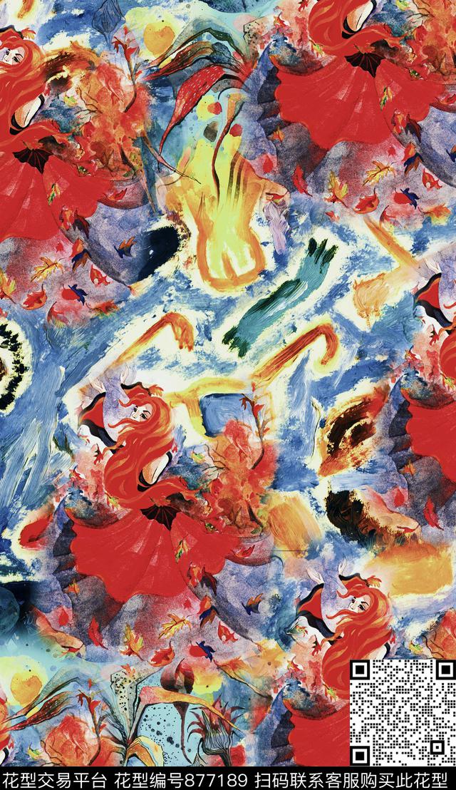 小姑娘跳舞哈哈数码印花华亿平台下载（图片编号: 877189） - 瓦栏（Walan）