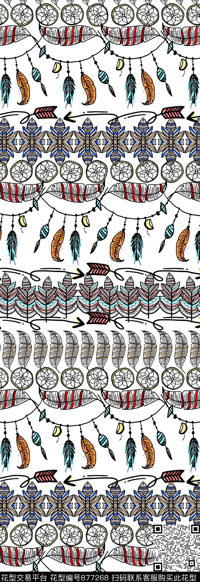 部落民族几何数码印花华亿平台下载（图片编号: 877268） - 瓦栏（Walan）