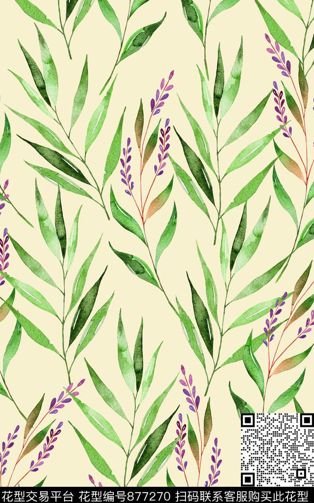 复古水彩家居服数码印花华亿平台下载（图片编号: 877270） - 瓦栏（Walan）