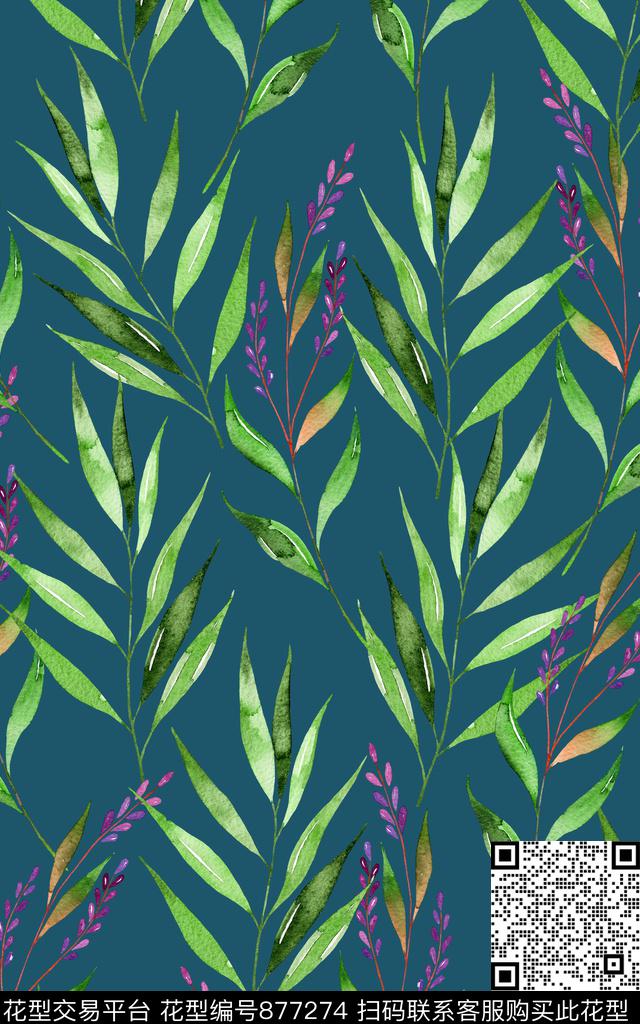 复古水彩家居服数码印花华亿平台下载（图片编号: 877274） - 瓦栏（Walan）