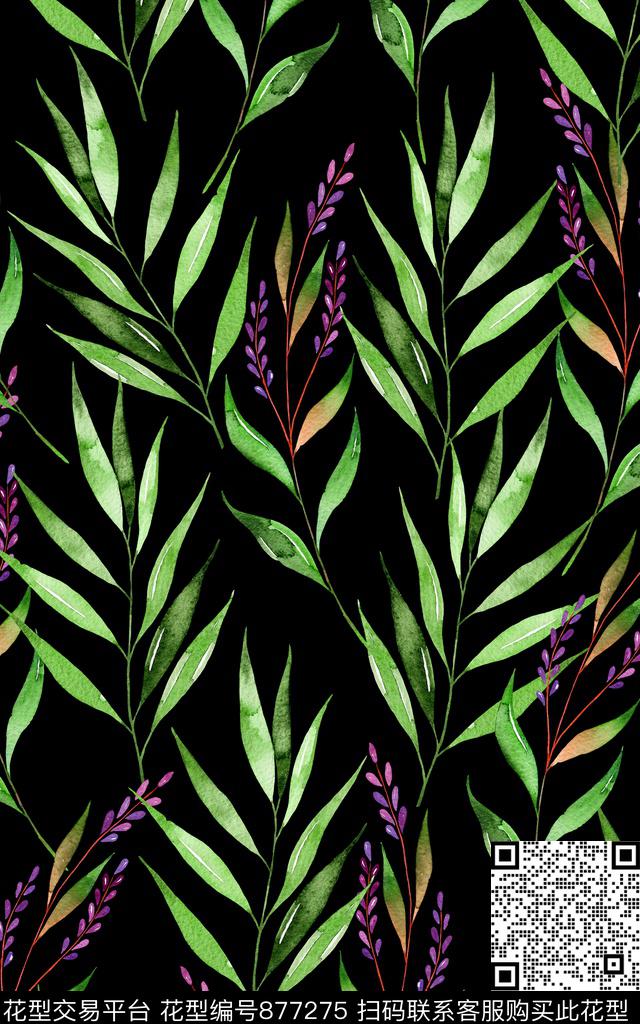 复古水彩家居服数码印花华亿平台下载（图片编号: 877275） - 瓦栏（Walan）