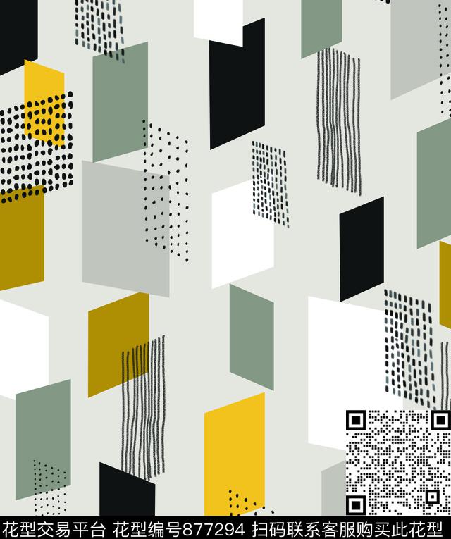 色块几何欧美数码印花华亿平台下载（图片编号: 877294） - 瓦栏（Walan）