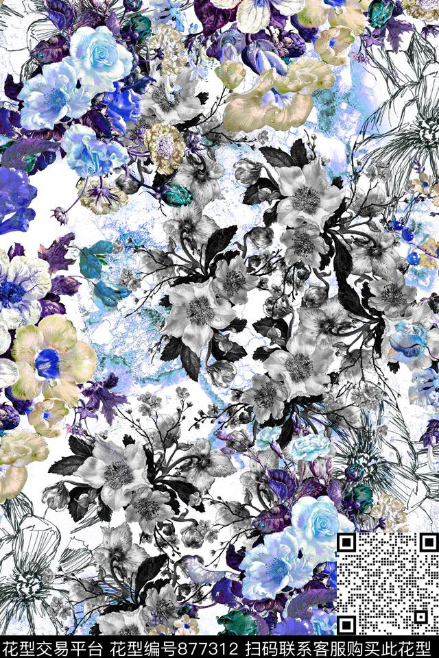 创意华亿平台设计创意华亿平台面料玫瑰数码印花华亿平台下载（图片编号: 877312） - 瓦栏（Walan）