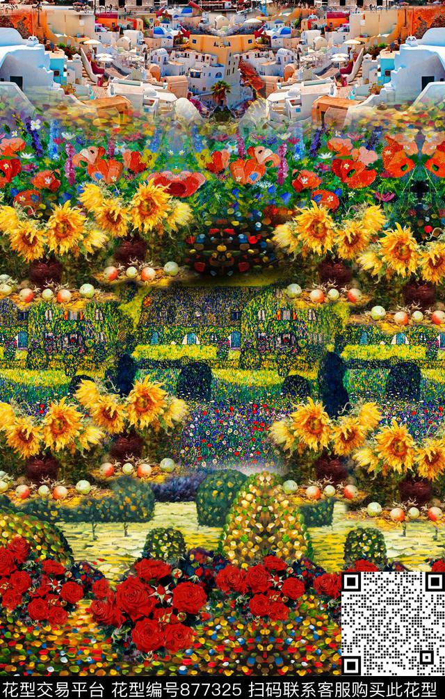 宫廷风波西米亚花卉数码印花华亿平台下载（图片编号: 877325） - 瓦栏（Walan）