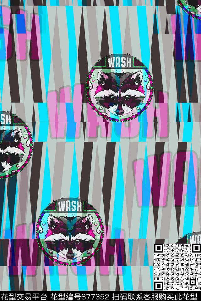 英文字母动物创意华亿平台设计数码印花华亿平台下载（图片编号: 877352） - 瓦栏（Walan）