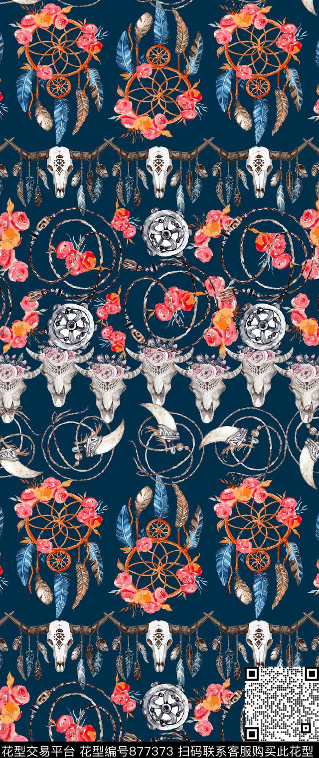 民族花纹装饰数码印花华亿平台下载（图片编号: 877373） - 瓦栏（Walan）