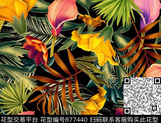 植物花纹手绘花卉花草数码印花华亿平台下载（图片编号: 877440） - 瓦栏（Walan）
