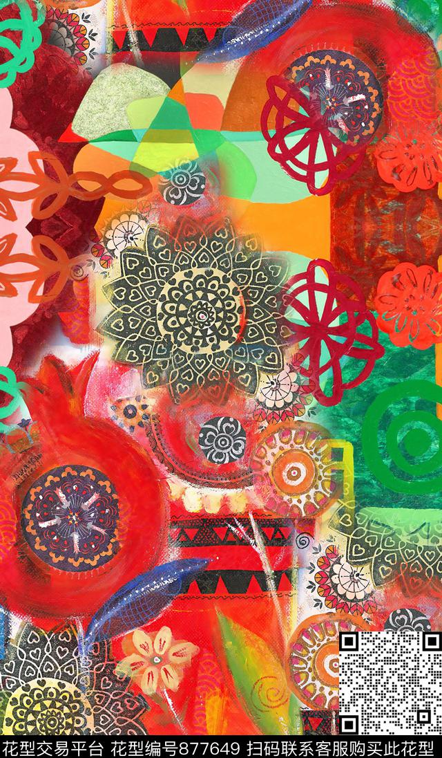 民族风乱花中国风数码印花华亿平台下载（图片编号: 877649） - 瓦栏（Walan）
