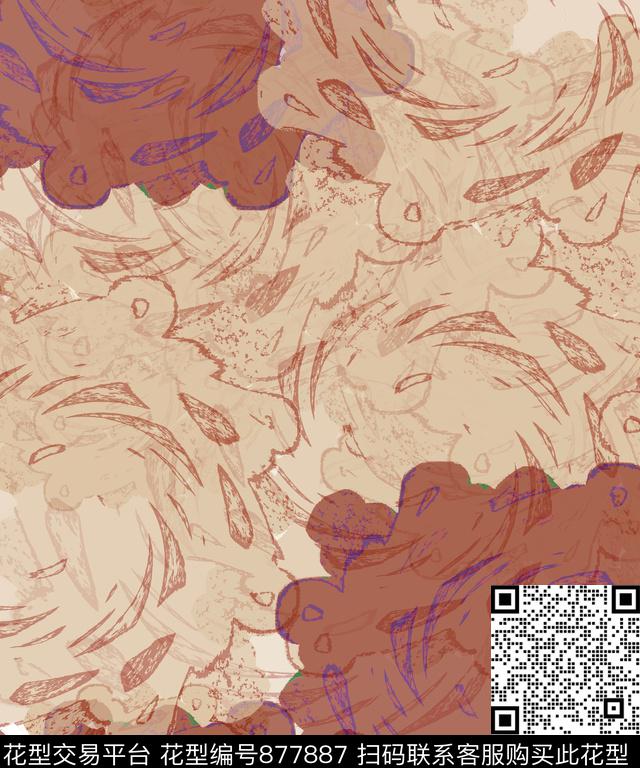 条纹曲线抽象数码印花华亿平台下载（图片编号: 877887） - 瓦栏（Walan）