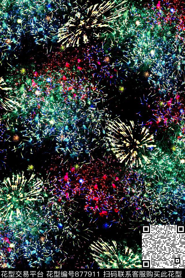 迷彩女装烟花数码印花华亿平台下载（图片编号: 877911） - 瓦栏（Walan）